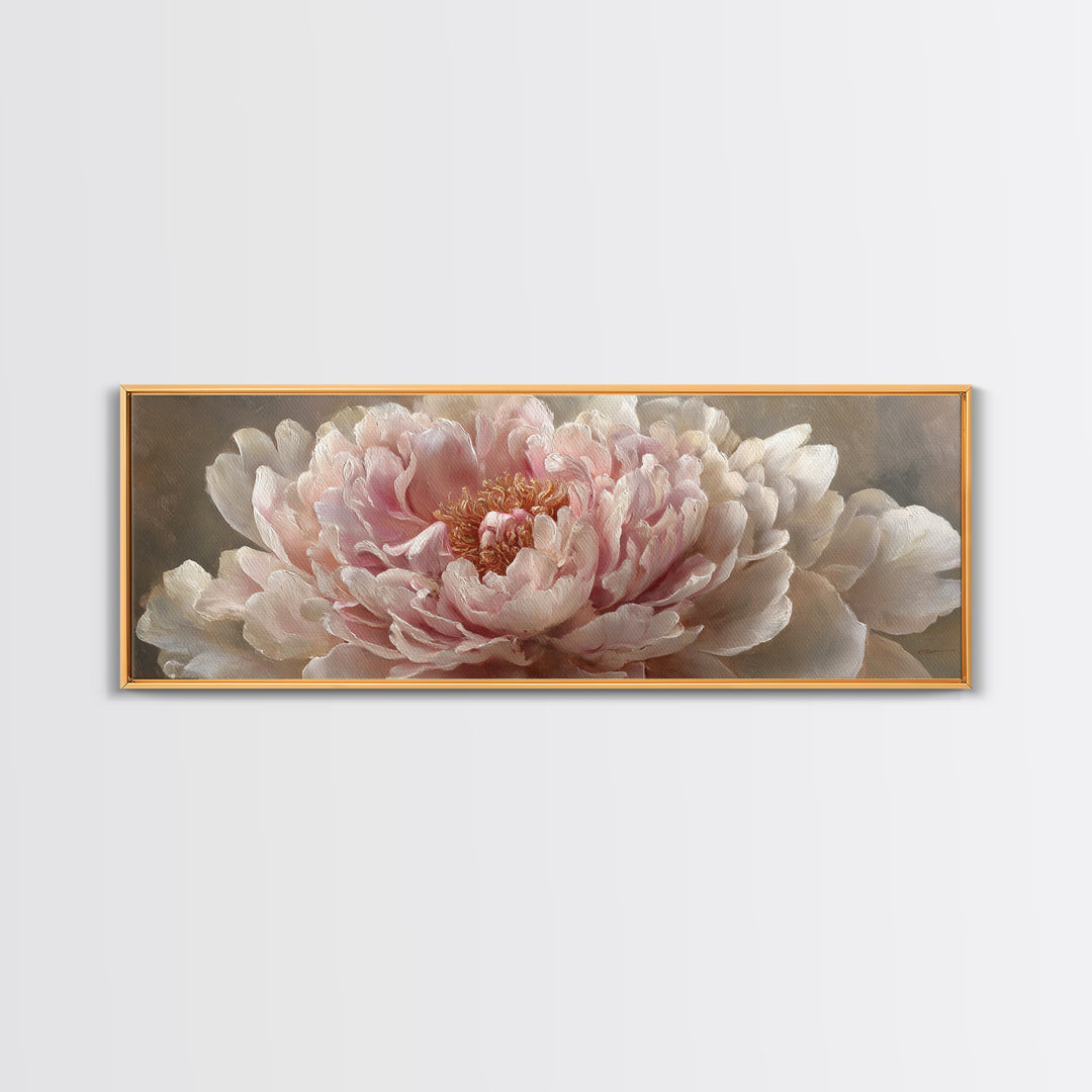Oversized Blush Peony Canvas Print, Floral Art, Neutral Tone Abstract Floral Art, Living Room Decor, Fine Art, Bloom, FLO-3x1-41