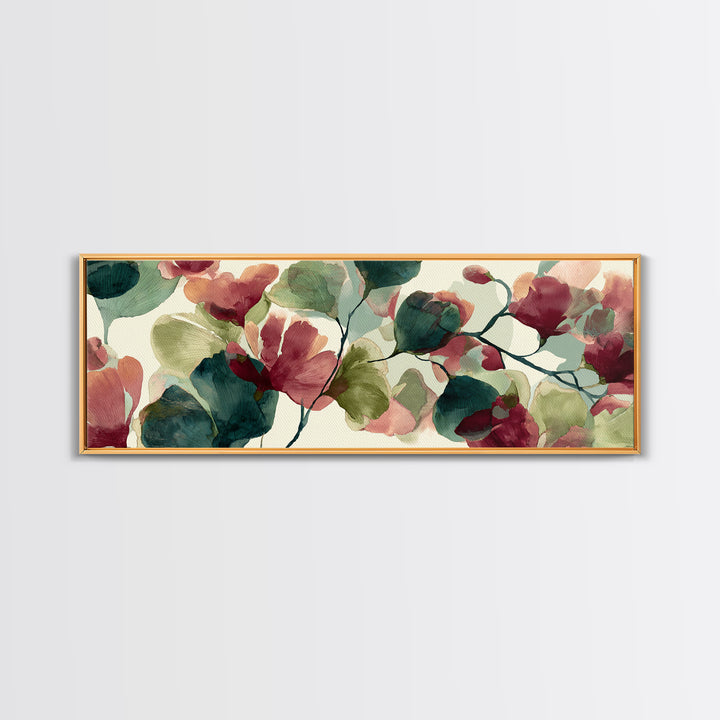 Abstract Flower Forms Framed Canvas Print, Floral Art, Peel Stick Wallpaper, Living Room Decor, Oil Painting, Bloom, FLO-3x1-82