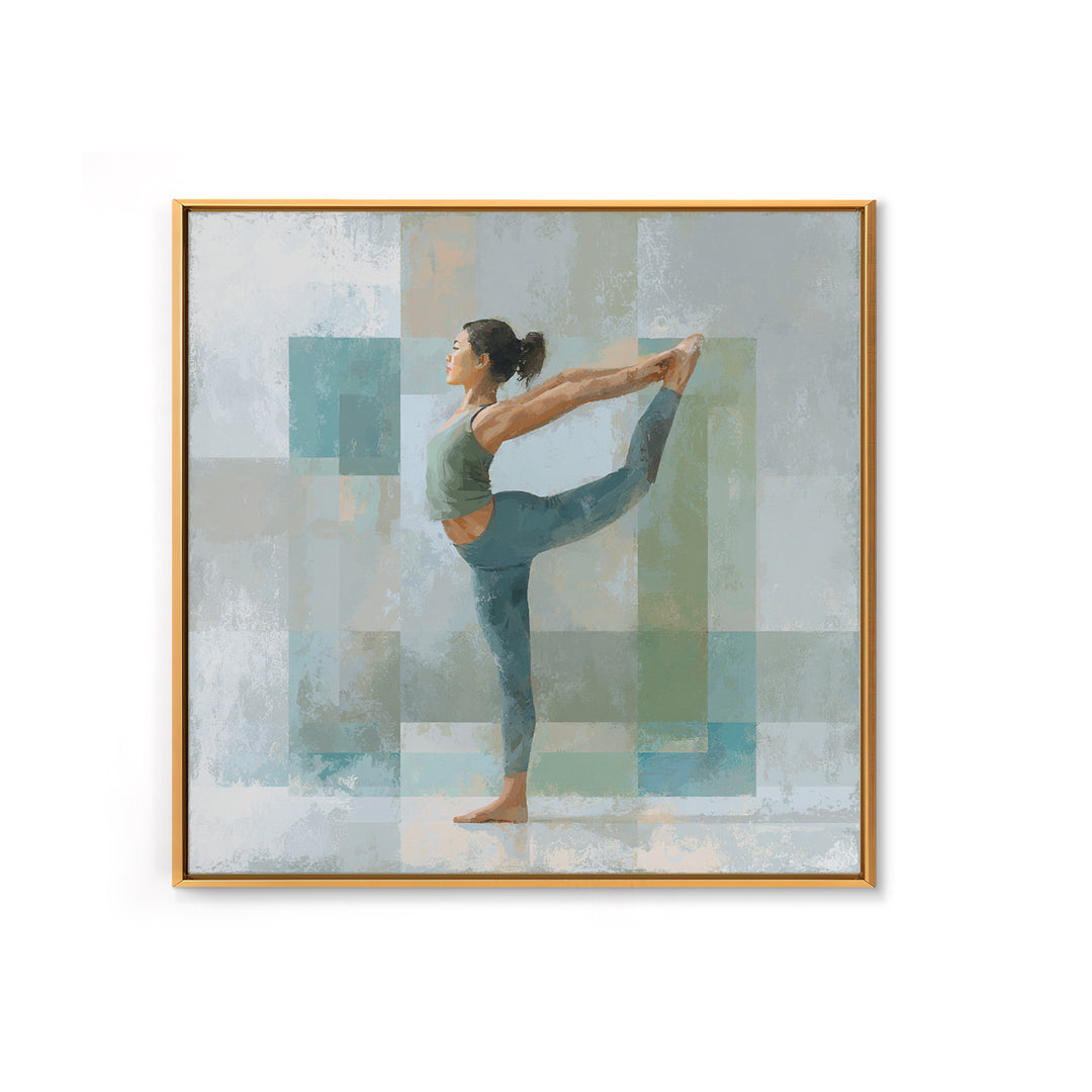 Female Athlete Stretching Framed Canvas Print, Fitness Studio Art, Aesthetic Room Decor, Gym Decor, Fine Art, Motion, FSA-1x1-27