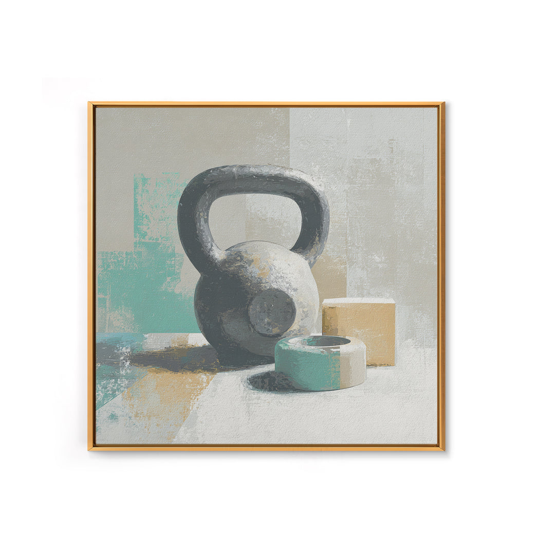 Kettlebell and Chalk Dust Canvas Print, Fitness Studio Art, Home Gym Sign, Gym Decor, Oil Painting, Motion, Motivational Canvas, FSA-1x1-30