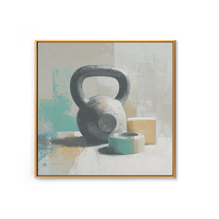 Kettlebell and Chalk Dust Canvas Print, Fitness Studio Art, Home Gym Sign, Gym Decor, Oil Painting, Motion, Motivational Canvas, FSA-1x1-30