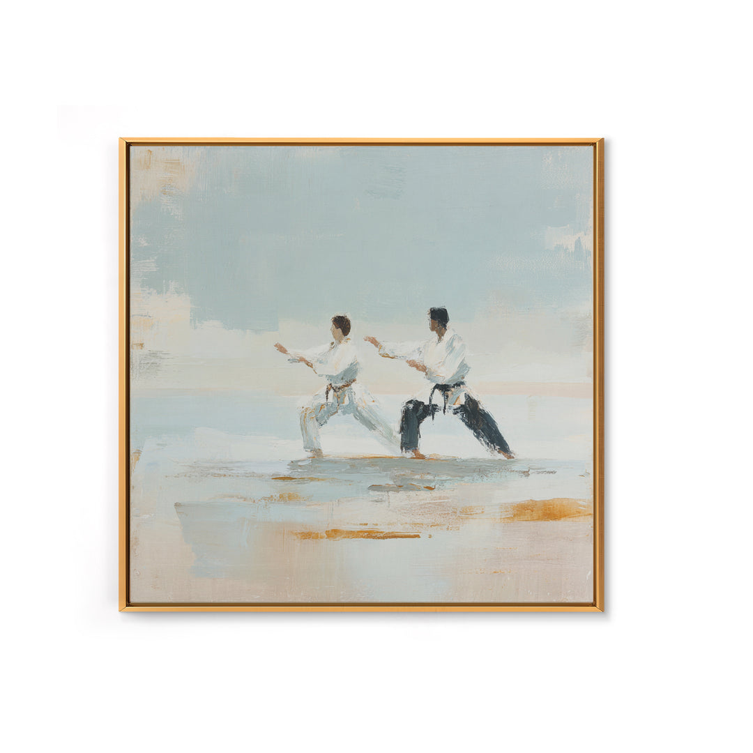 Martial Artist Pose Framed Canvas Print, Fitness Studio Art, Home Gym Decor, Gym Decor, Oil Painting, Motion, Home Gym Wall Art, FSA-1x1-43