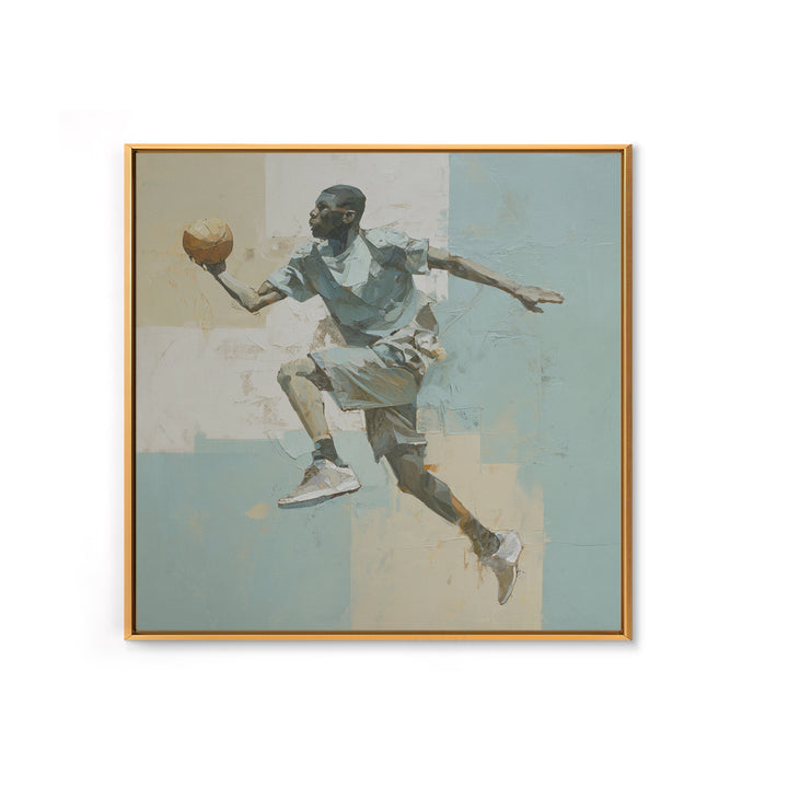 Basketball Player in Explosive Motion Framed Canvas Print, Fitness Studio Art, Home Gym Decor, Gym Decor, Fine Art, Motion, FSA-1x1-46