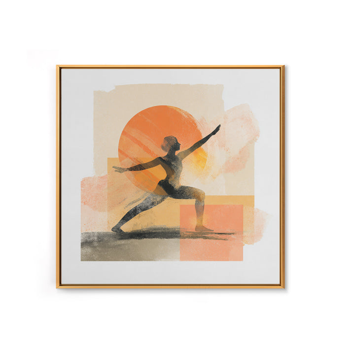 Yoga Warrior Pose Framed Canvas Print, Fitness Studio Art, Motivational Canvas, Gym Decor, Fine Art, Motion, Textured Painting, FSA-1x1-79
