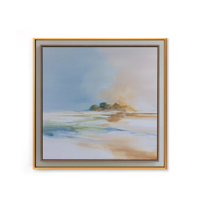 Tropical Trail Hike Landscape for Wellness Mood Framed Canvas Print, Fitness Studio Art, Dance Studio Decor, Gym Decor, Motion, FSA-1x1-93