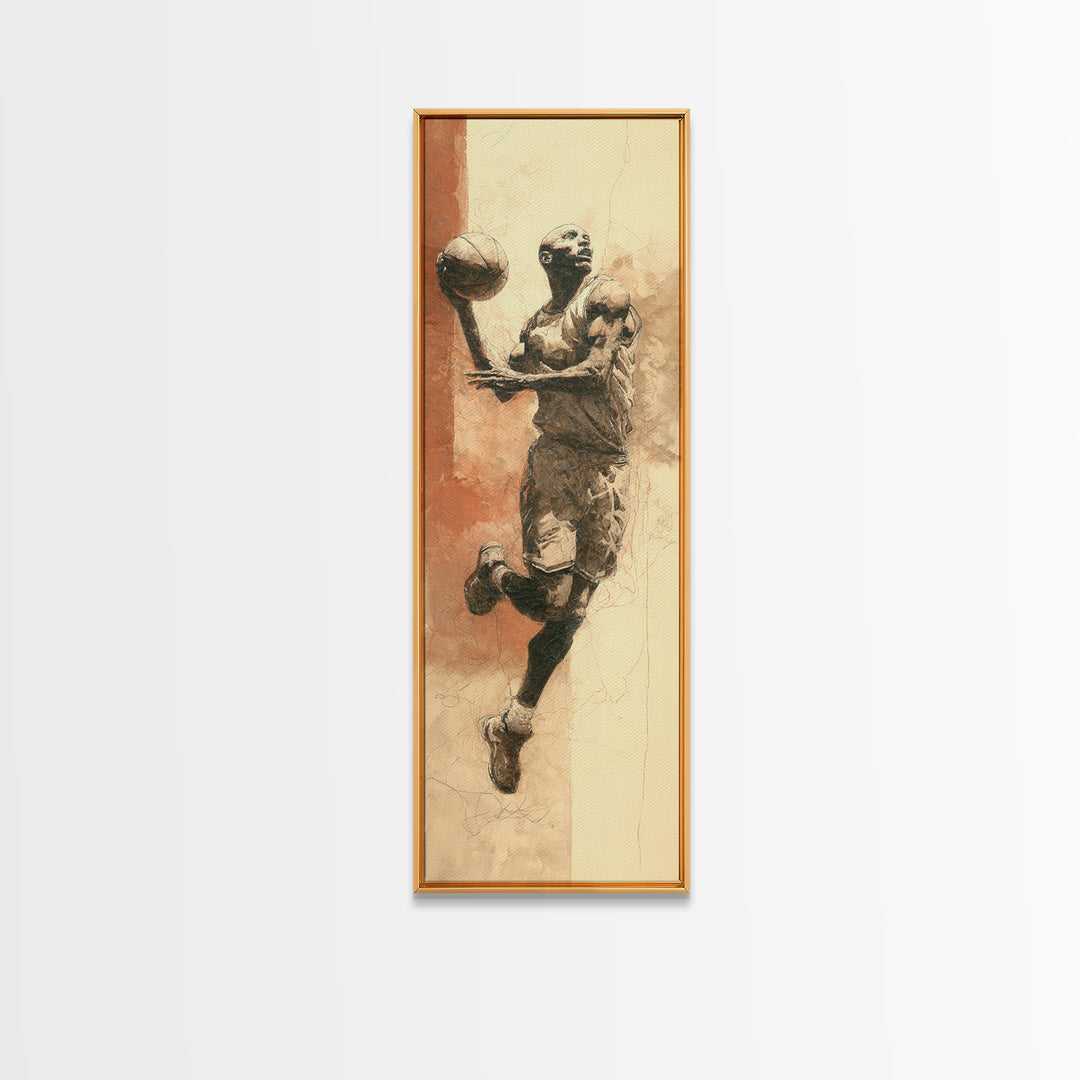 Basketball Player in Explosive Motion Canvas Print, Fitness Studio Art, Black and White Art, Gym Decor, Fine Art, Motion, FSA-1x3-10