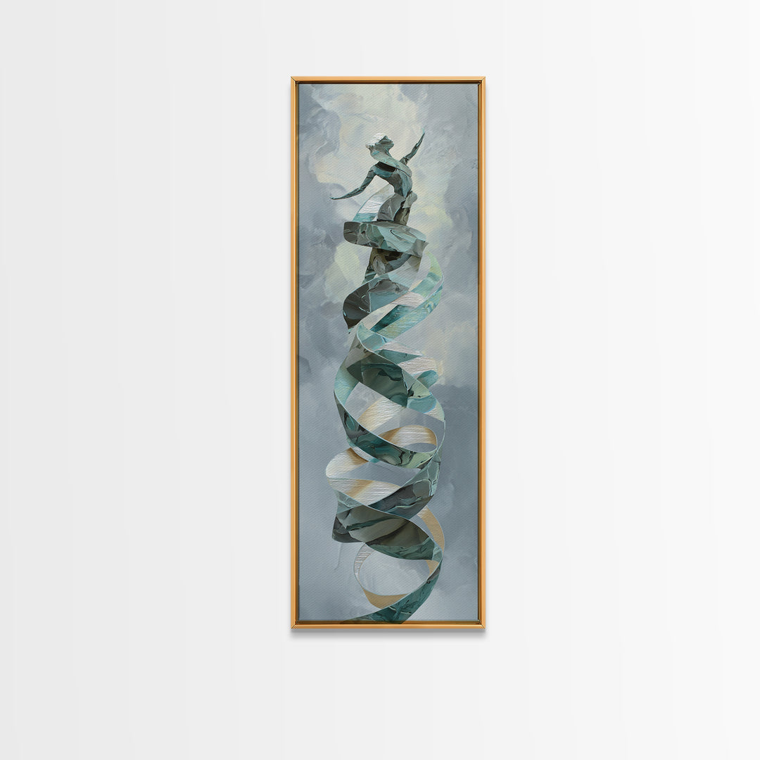 Gymnast Ribbon Forming a Spiral Composition Canvas Print, Fitness Studio Art, Printable Art, Gym Decor, Fine Art, Motion, FSA-1x3-11