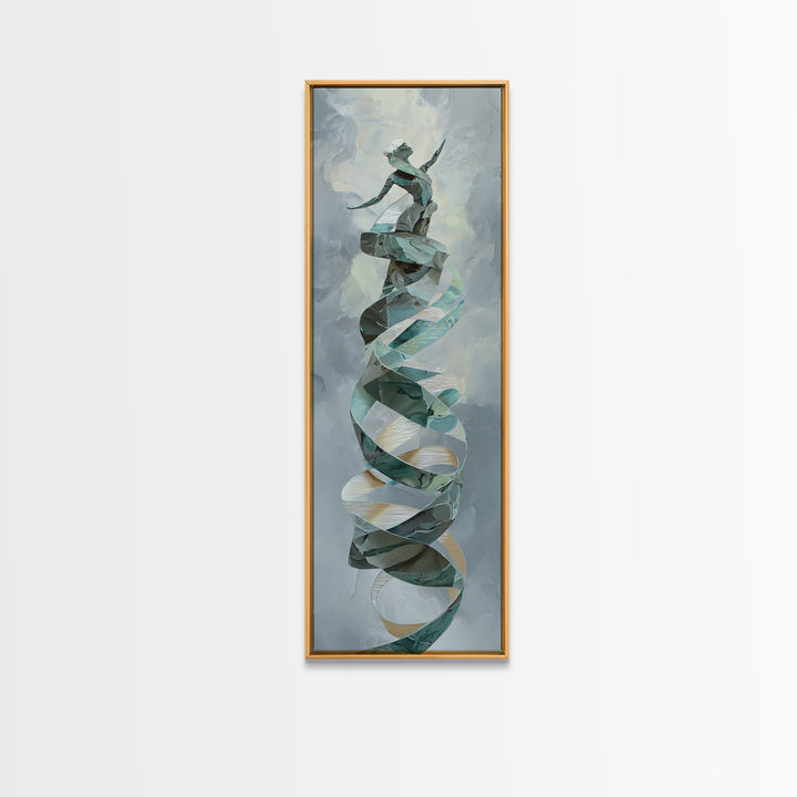 Gymnast Ribbon Forming a Spiral Composition Canvas Print, Fitness Studio Art, Printable Art, Gym Decor, Fine Art, Motion, FSA-1x3-11