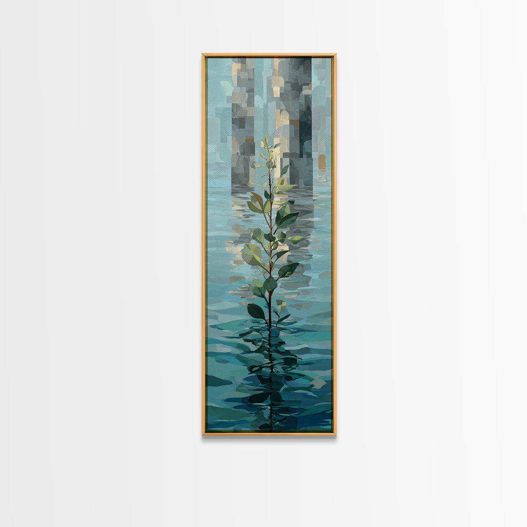 Rowing Oars Cutting Through Blue Water Framed Canvas Print, Fitness Studio Art, Physical Therapy Art, Gym Decor, Motion, FSA-1x3-24