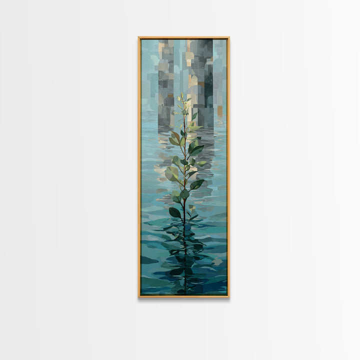 Rowing Oars Cutting Through Blue Water Framed Canvas Print, Fitness Studio Art, Physical Therapy Art, Gym Decor, Motion, FSA-1x3-24