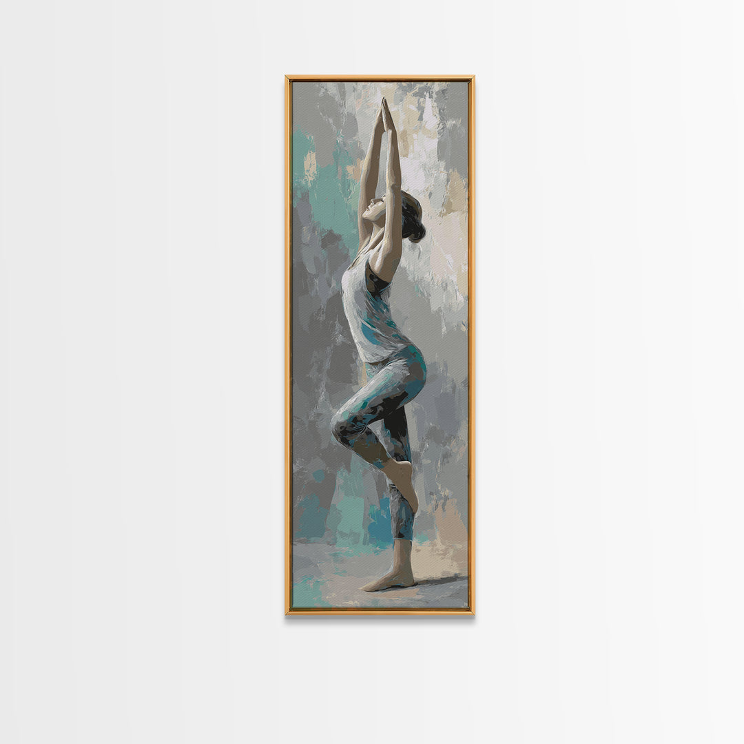 Yoga Warrior Pose Canvas Print, Fitness Studio Art, Wall Decor, Gym Decor, Fine Art, Motion, Contemporary Art, Wall Art, FSA-1x3-43