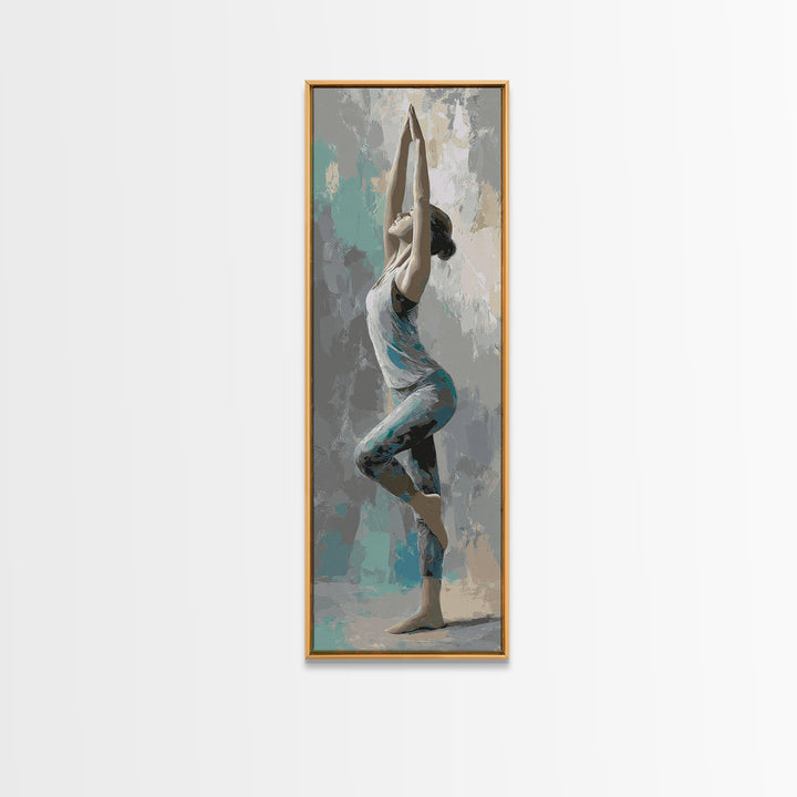 Yoga Warrior Pose Canvas Print, Fitness Studio Art, Wall Decor, Gym Decor, Fine Art, Motion, Contemporary Art, Wall Art, FSA-1x3-43