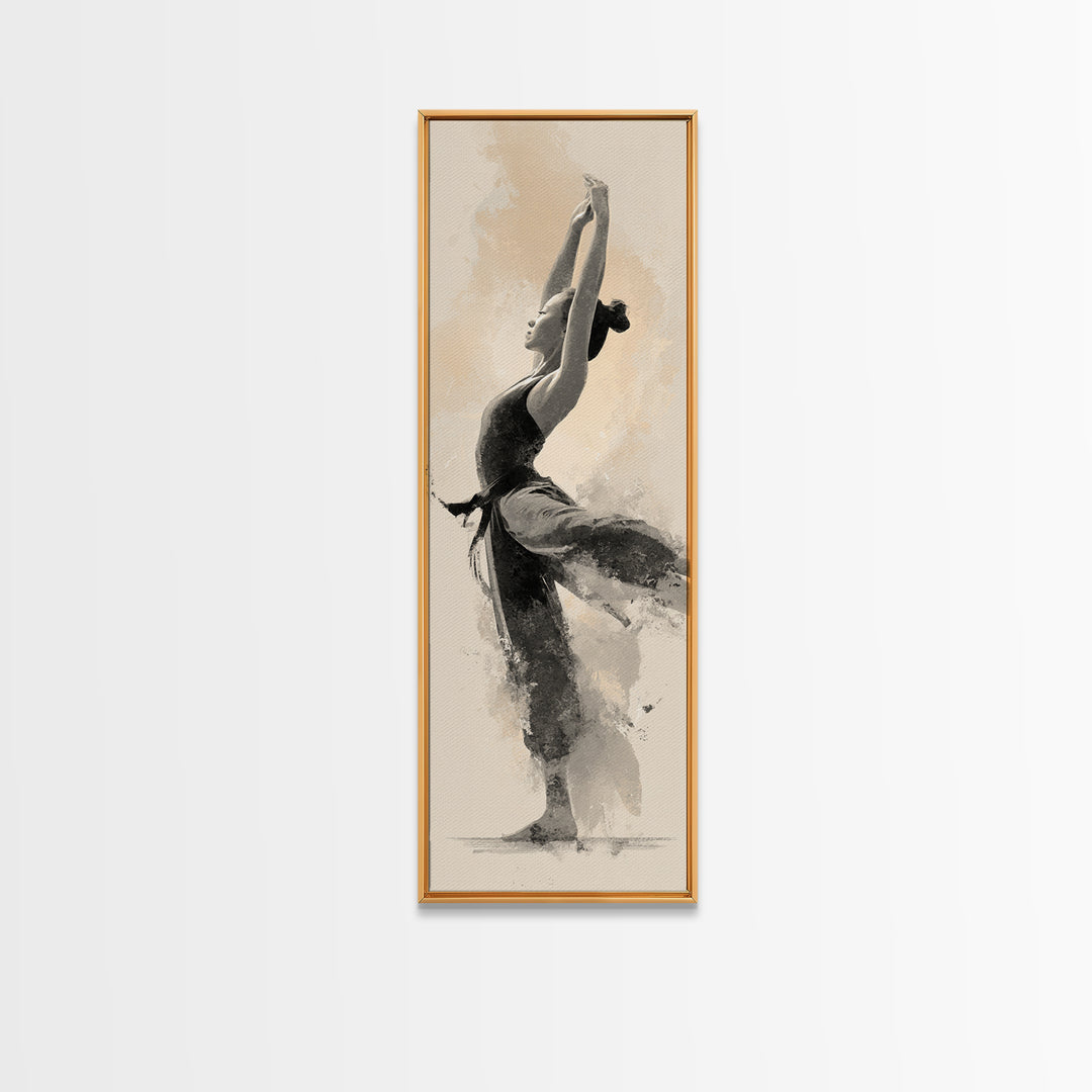 Martial Artist Pose Framed Canvas Print, Fitness Studio Art, Room Decor, Gym Decor, Fine Art, Motion, Motivational Poster, FSA-1x3-79