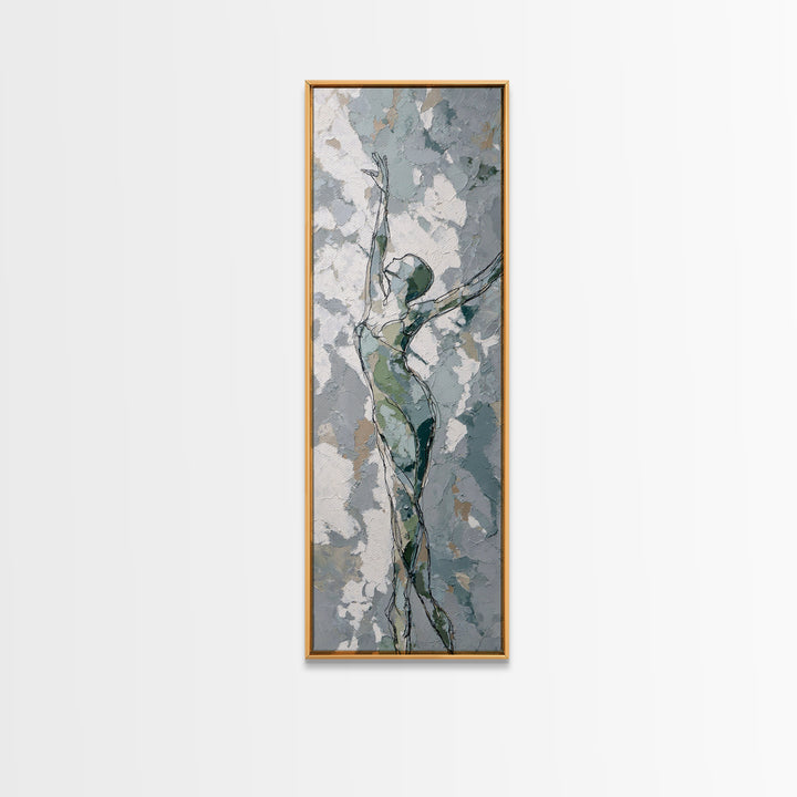 Pilates Figure in Elegant Contour Line Framed Canvas Print, Fitness Studio Art, Textured Painting, Gym Decor, Fine Art, Motion, FSA-1x3-80