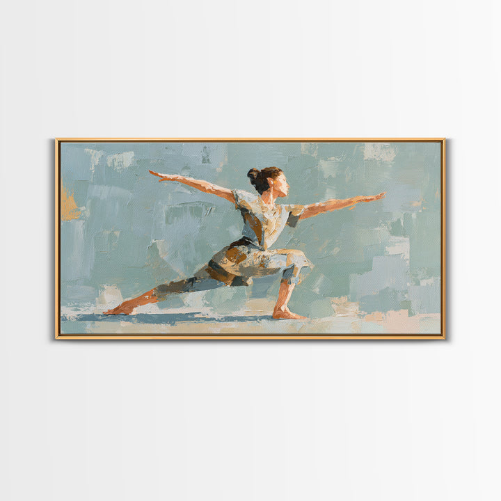 Yoga Warrior Pose Framed Canvas Print, Fitness Studio Art, Fitness, Gym Decor, Motion, Dancing Wall Art, Fitness Motivation, FSA-2x1-3