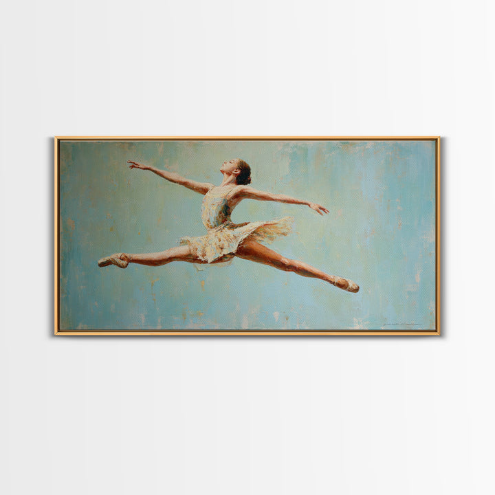 Dancer Leap with Painterly Energy Canvas Print, Fitness Studio Art, Metal Wall Art, Gym Decor, Fine Art, Motion, Home Gym Decor, FSA-2x1-31
