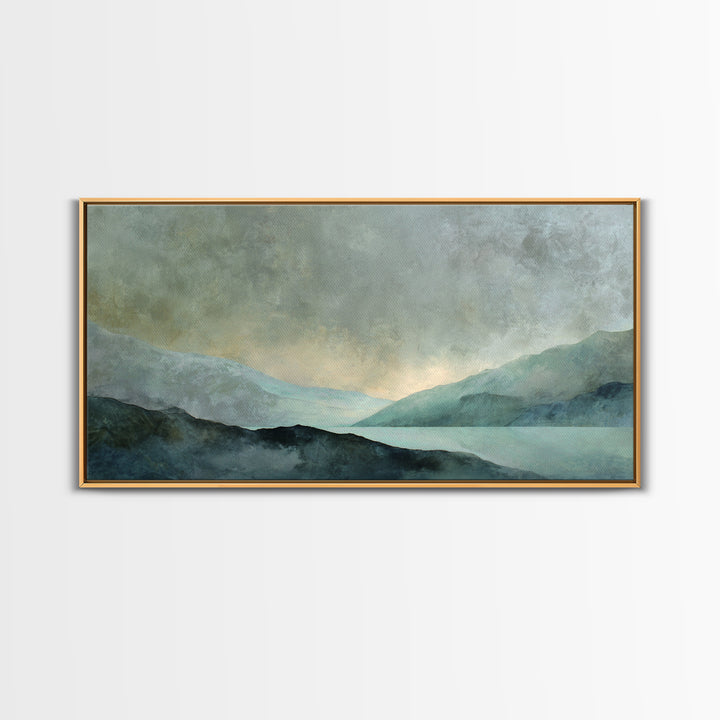 Sunrise over Mountains as Endurance Metaphor Framed Canvas Print, Fitness Studio Art, Aesthetic Room Decor, Gym Decor, Motion, FSA-2x1-92