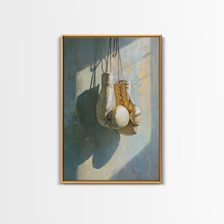 Boxing Gloves Still Life Framed Canvas Print, Fitness Studio Art, Neutral Decor, Gym Decor, Fine Art, Motion, Wall Art, FSA-2x3-13