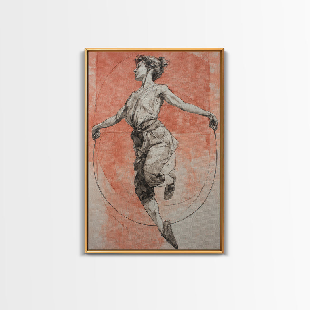 Jump Rope Movement Captured as Curved Lines Canvas Print, Fitness Studio Art, Motivational Canvas, Gym Decor, Motion, FSA-2x3-42