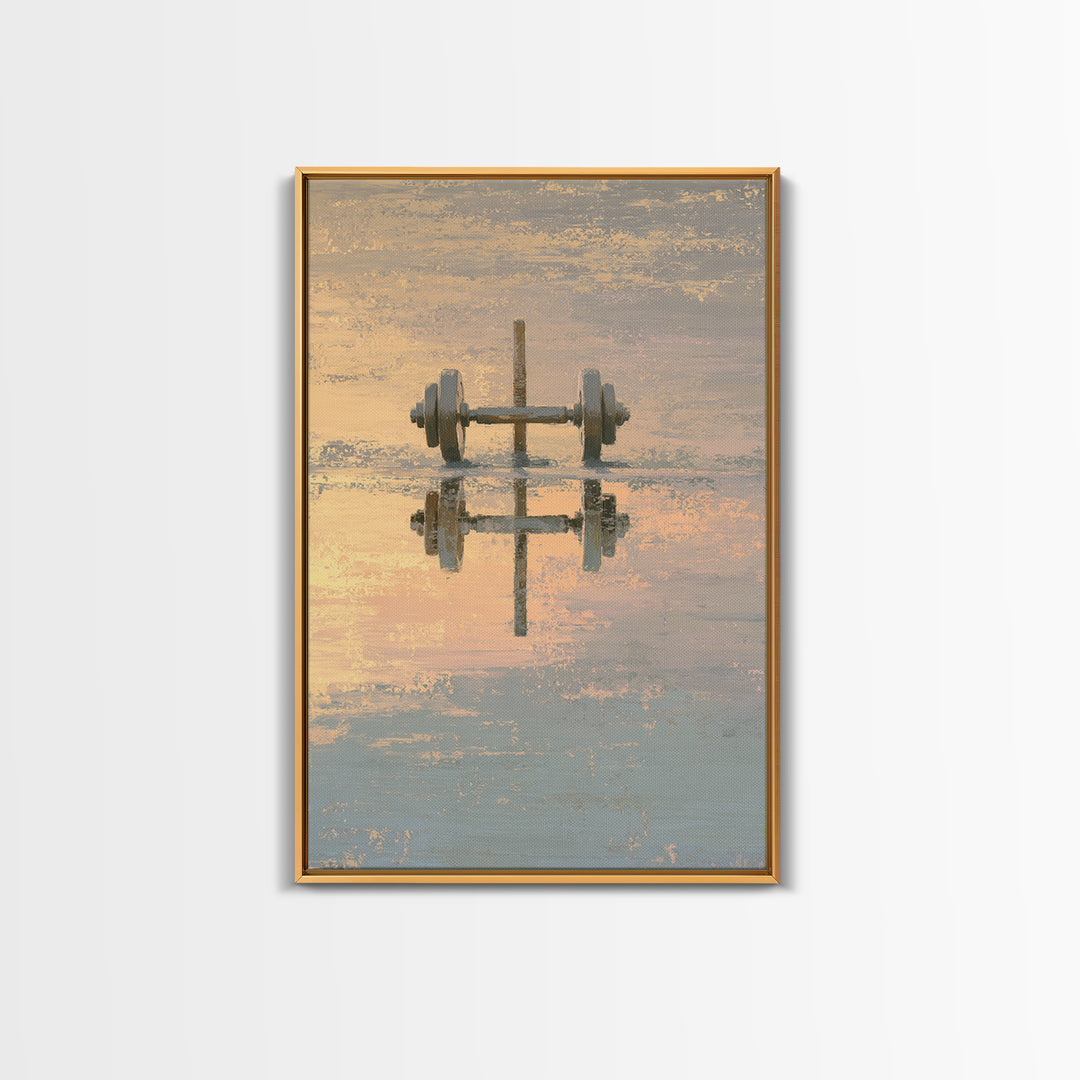 Barbell Plate Study Canvas Print, Fitness Studio Art, Pilates Poster, Gym Decor, Oil Painting, Motion, Statement Artwork, FSA-2x3-72