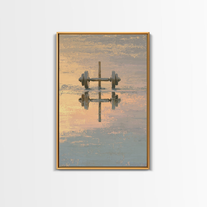 Barbell Plate Study Canvas Print, Fitness Studio Art, Pilates Poster, Gym Decor, Oil Painting, Motion, Statement Artwork, FSA-2x3-72