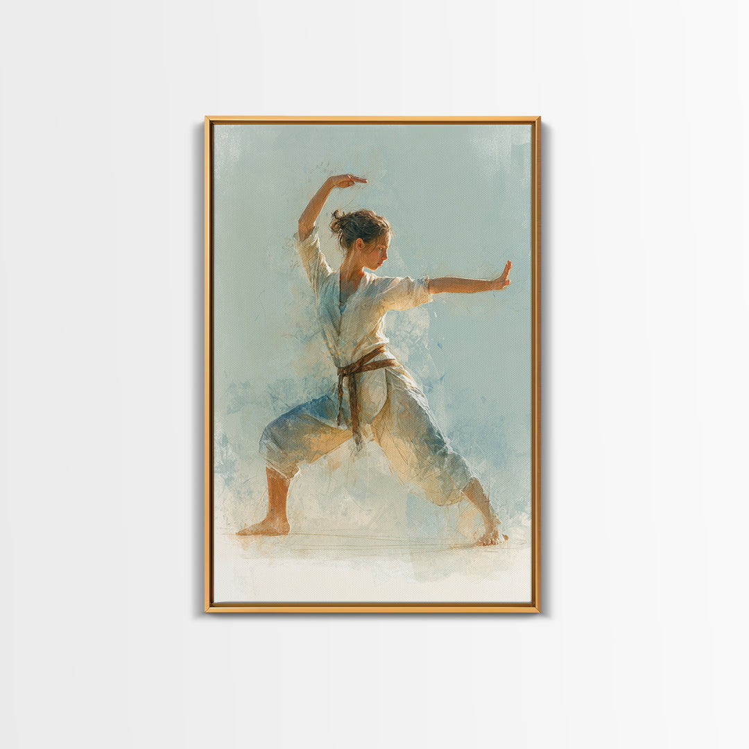 Martial Artist Pose Framed Canvas Print, Fitness Studio Art, Motivational Canvas, Gym Decor, Fine Art, Motion, FSA-2x3-75