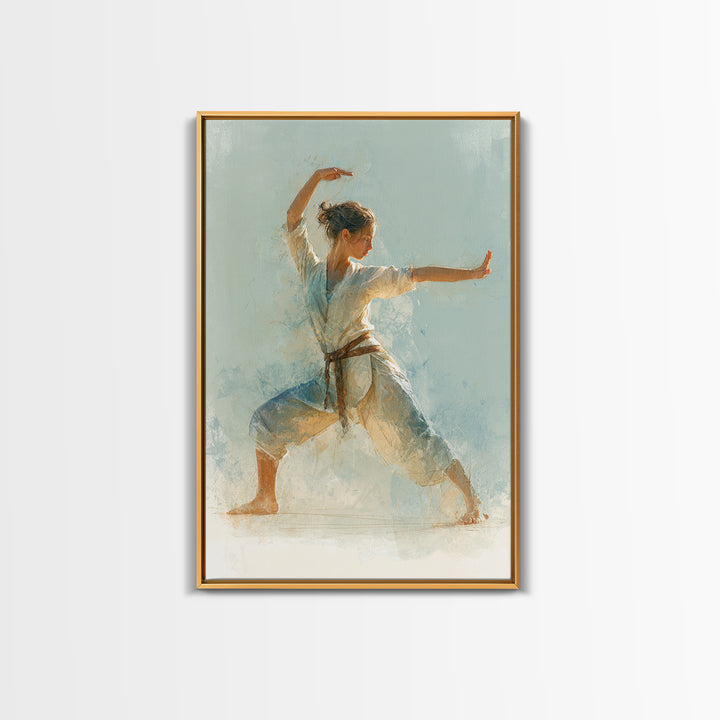 Martial Artist Pose Framed Canvas Print, Fitness Studio Art, Motivational Canvas, Gym Decor, Fine Art, Motion, FSA-2x3-75