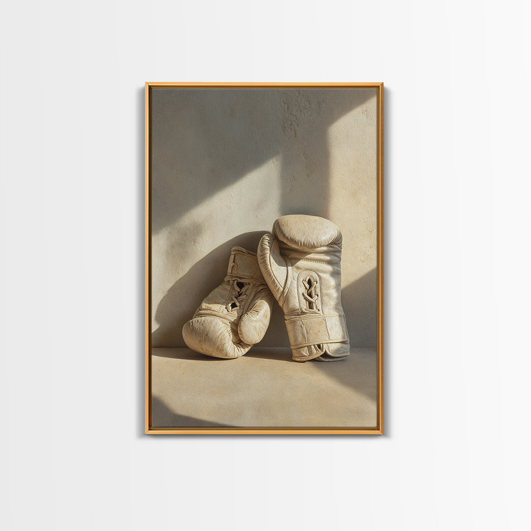 Boxing Gloves Still Life Framed Canvas Print, Fitness Studio Art, Contemporary Art, Gym Decor, Motion, Aesthetic Room Decor, FSA-2x3-85
