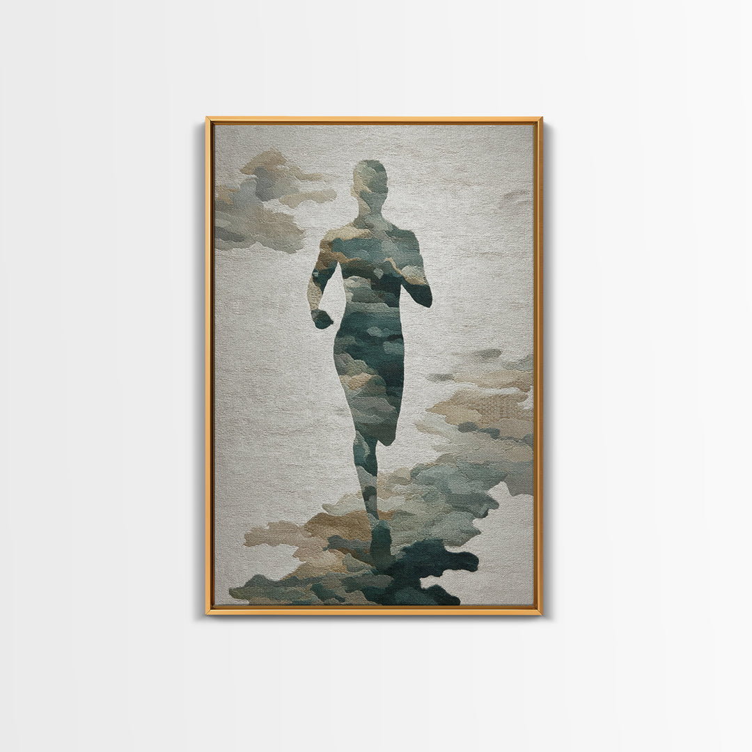 Runner Silhouette Breaking Through Morning Mist Canvas Print, Fitness Studio Art, Wall Decor, Gym Decor, Fine Art, Motion, FSA-2x3-9