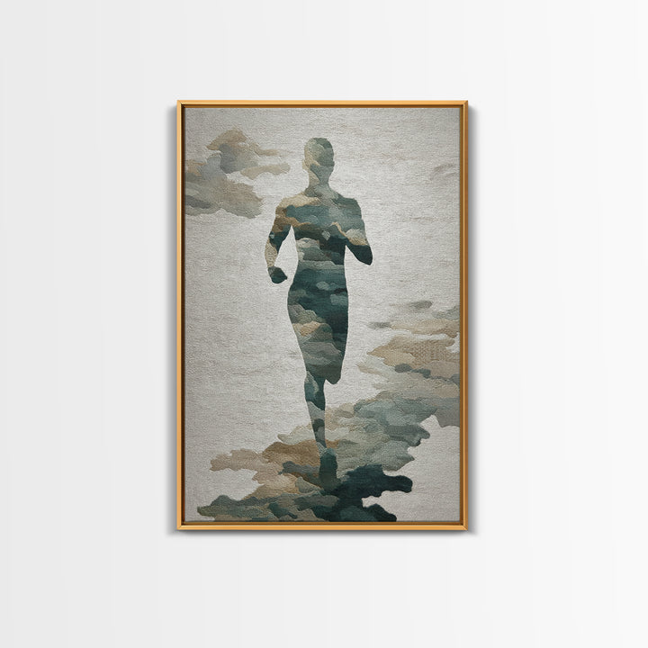 Runner Silhouette Breaking Through Morning Mist Canvas Print, Fitness Studio Art, Wall Decor, Gym Decor, Fine Art, Motion, FSA-2x3-9
