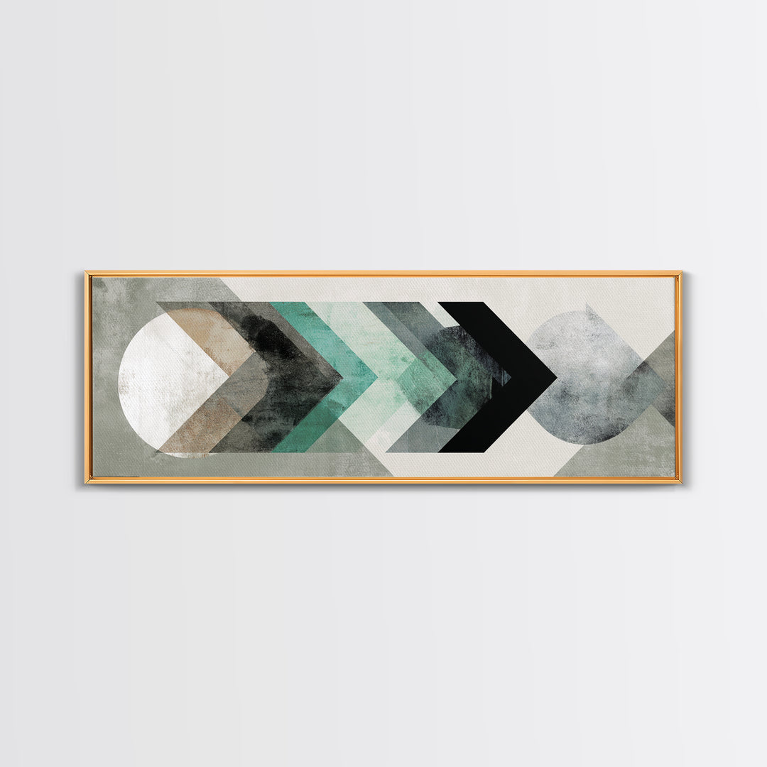 Minimal Motivational Symbol Using Arrows and Shapes Framed Canvas Print, Fitness Studio Art, Fitness, Gym Decor, Motion, FSA-3x1-77