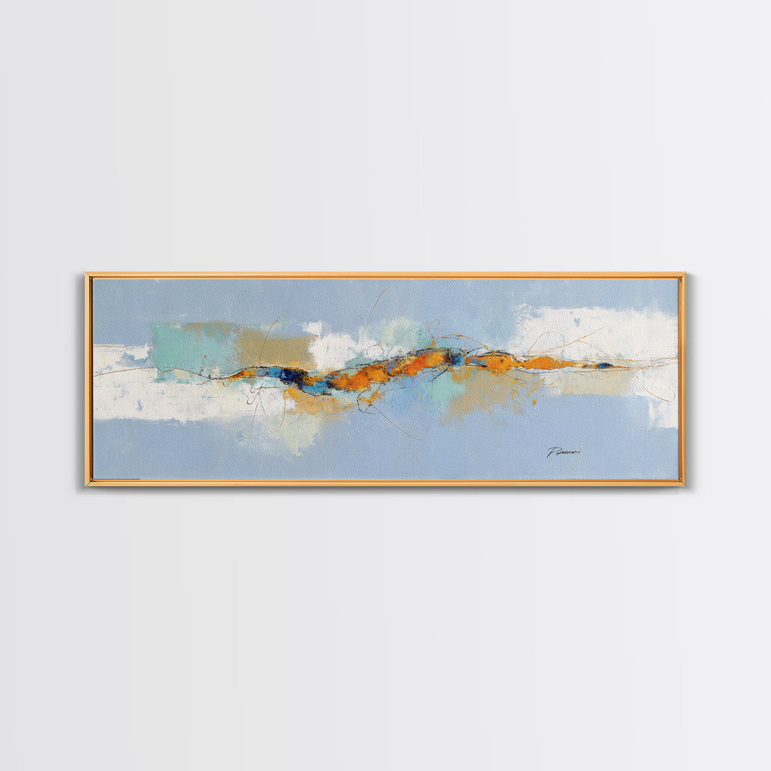 Abstract Heartbeat Line Through Color Fields Canvas Print, Fitness Studio Art, Motivational Poster, Gym Decor, Motion, FSA-3x1-81
