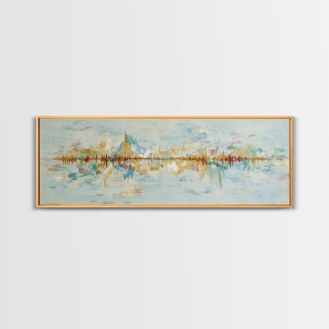Abstract Heartbeat Line Through Color Fields Framed Canvas Print, Fitness Studio Art, Textured Painting, Gym Decor, Motion, FSA-3x1-9