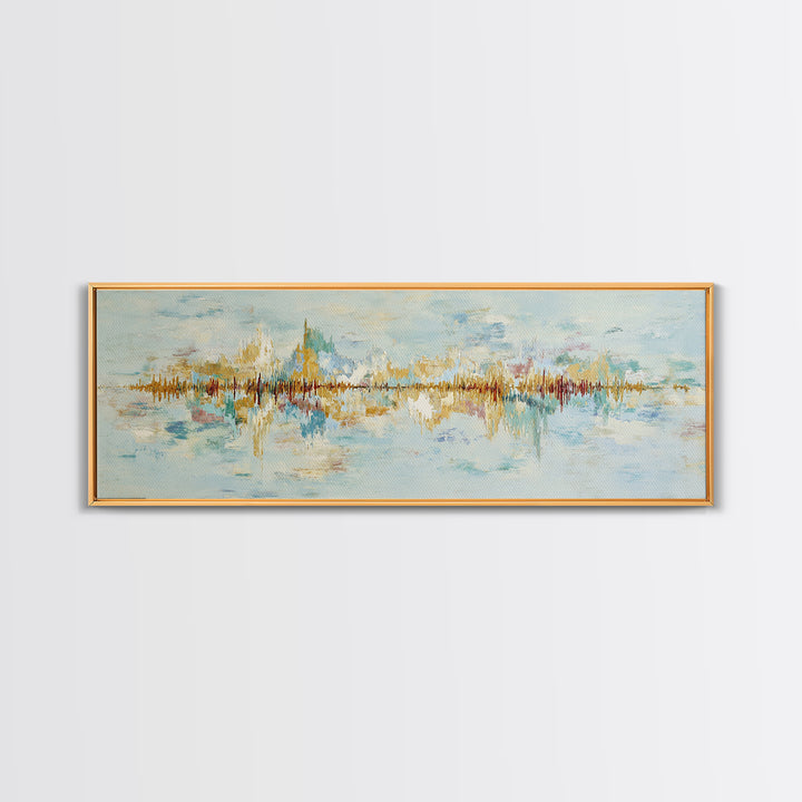 Abstract Heartbeat Line Through Color Fields Framed Canvas Print, Fitness Studio Art, Textured Painting, Gym Decor, Motion, FSA-3x1-9