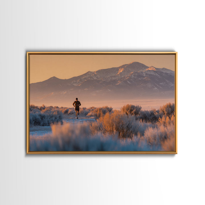 Mountain Trail Runner Canvas Print, Fitness Studio Art, Minimalist Decor, Gym Decor, Oil Painting, Motion, Modern Wall Decor, FSA-3x2-32