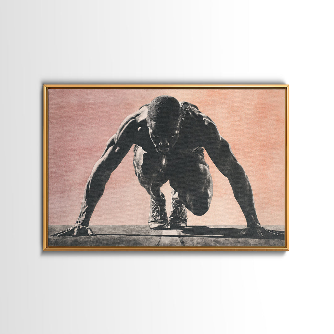 Sprinter Start Position Canvas Print, Fitness Studio Art, Metal Wall Art, Gym Decor, Fine Art, Motion, Home Gym Decor, FSA-3x2-42