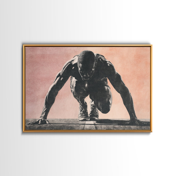 Sprinter Start Position Canvas Print, Fitness Studio Art, Metal Wall Art, Gym Decor, Fine Art, Motion, Home Gym Decor, FSA-3x2-42