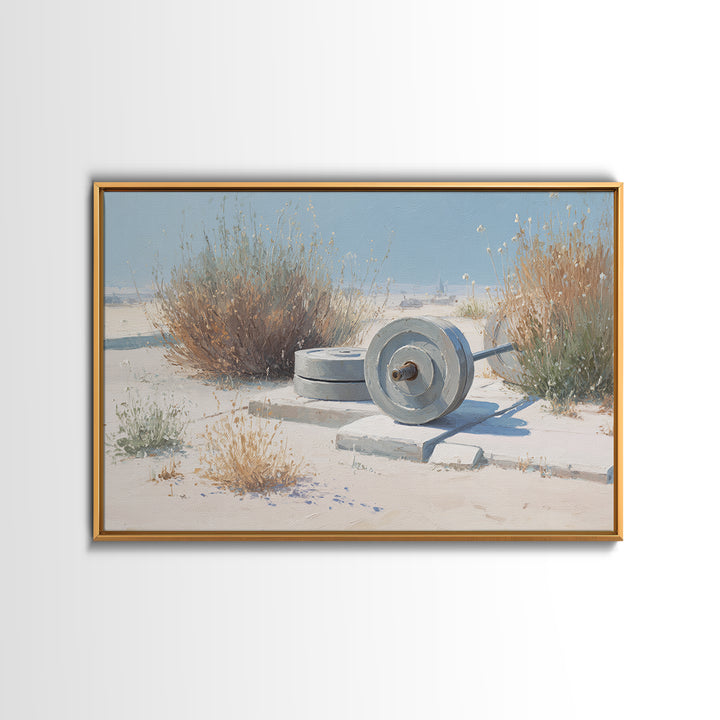 Barbell Plate Study Canvas Print, Fitness Studio Art, Printable Wall Art, Gym Decor, Watercolor Art, Motion, Yoga Wall Art, FSA-3x2-44