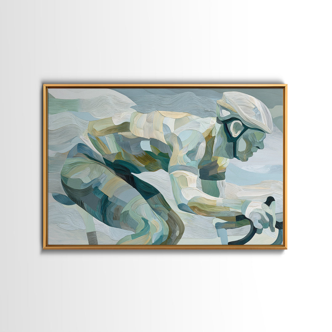Cycling Figure in Bold Speed Lines Canvas Print, Fitness Studio Art, Gym Wall Decor, Gym Decor, Motion, Yoga Room Decor, FSA-3x2-84