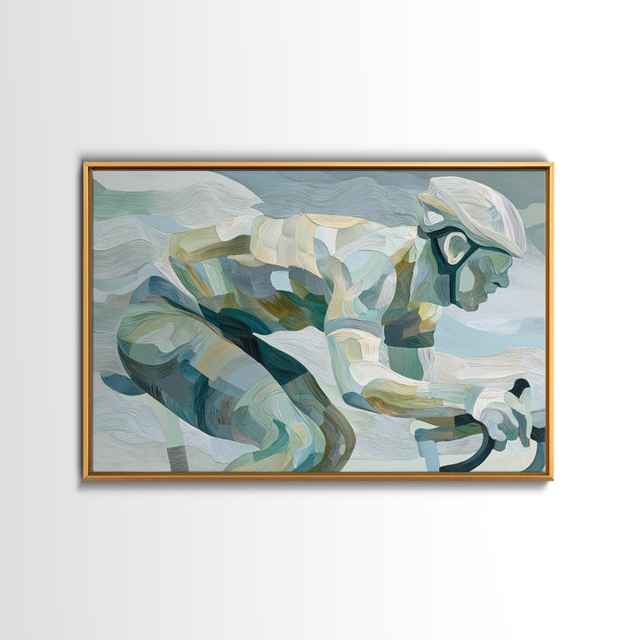 Cycling Figure in Bold Speed Lines Canvas Print, Fitness Studio Art, Gym Wall Decor, Gym Decor, Motion, Yoga Room Decor, FSA-3x2-84