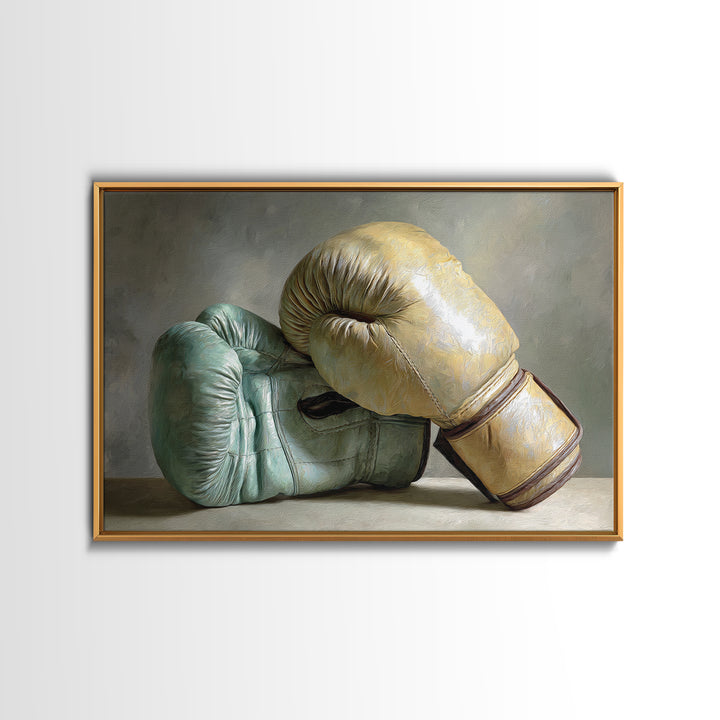 Boxing Gloves Still Life Framed Canvas Print, Fitness Studio Art, Contemporary Art, Gym Decor, Motion, Aesthetic Room Decor, FSA-3x2-9