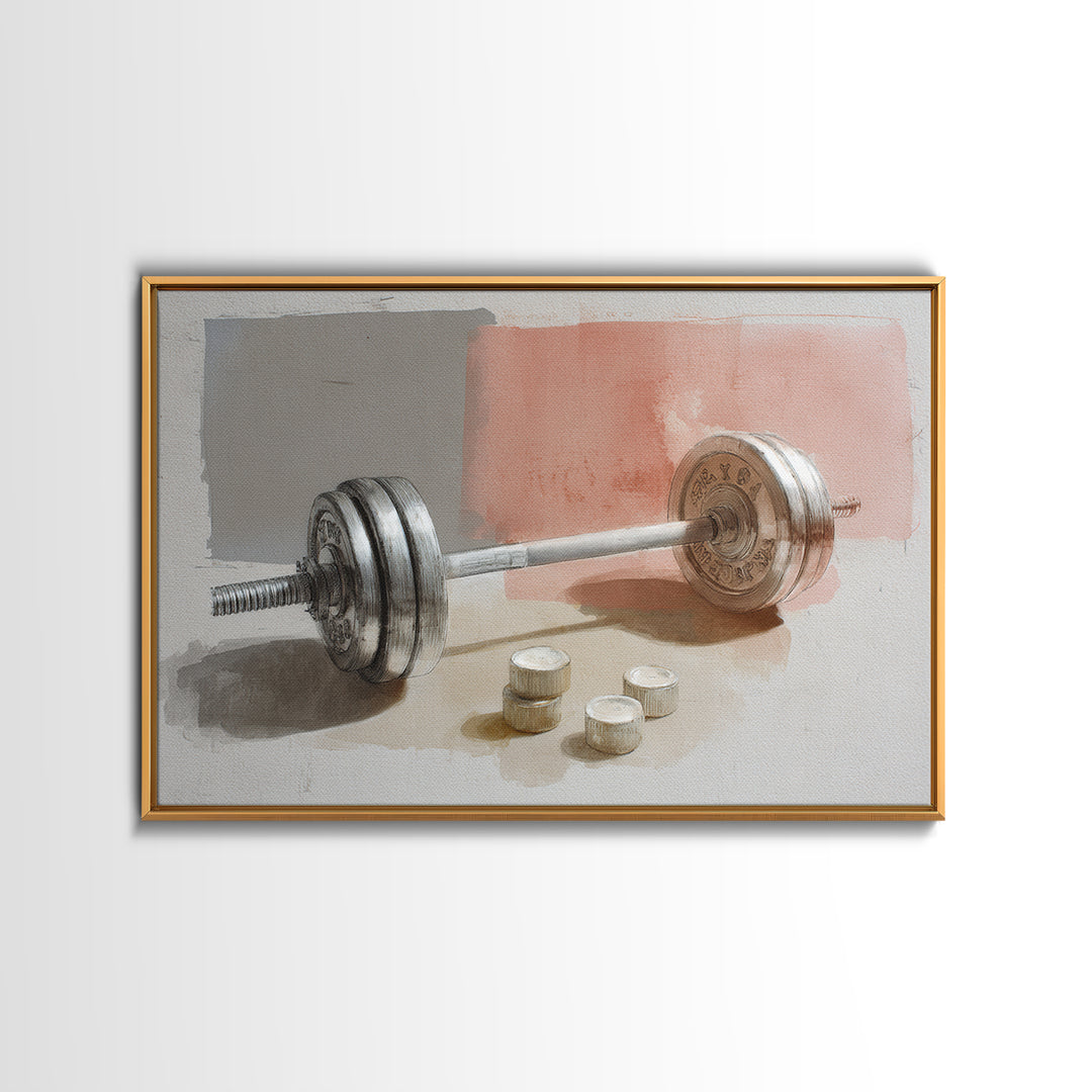 Barbell Plate Study Framed Canvas Print, Fitness Studio Art, Minimalist Art Print, Gym Decor, Fine Art, Motion, Home Decor, FSA-3x2-92