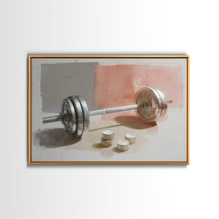 Barbell Plate Study Framed Canvas Print, Fitness Studio Art, Minimalist Art Print, Gym Decor, Fine Art, Motion, Home Decor, FSA-3x2-92