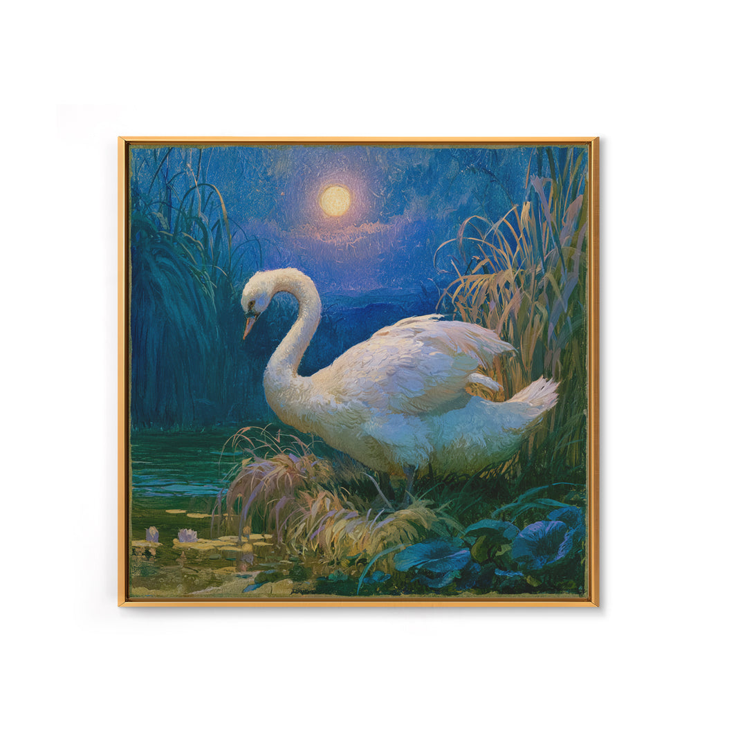 White Swan Transformation Scene Canvas Print, Fairy Tale Art, Boho Wall Art, Living Room Decor, Oil Painting, Storybook, FTA-1x1-15