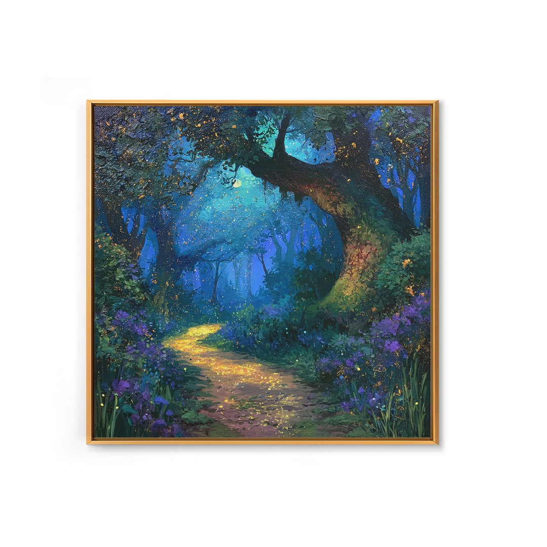 Enchanted Forest Path Glowing Canvas Print, Fairy Tale Art, Room Decor, Living Room Decor, Fine Art, Storybook, Original Art, FTA-1x1-25