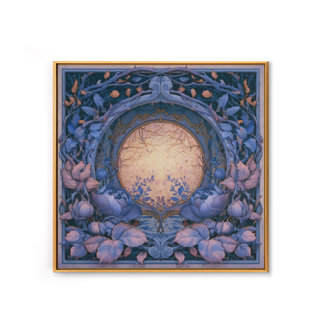 Magic Mirror Framed by Vines and Thorns Framed Canvas Print, Fairy Tale Art, Boho Decor, Living Room Decor, Oil Painting, FTA-1x1-61