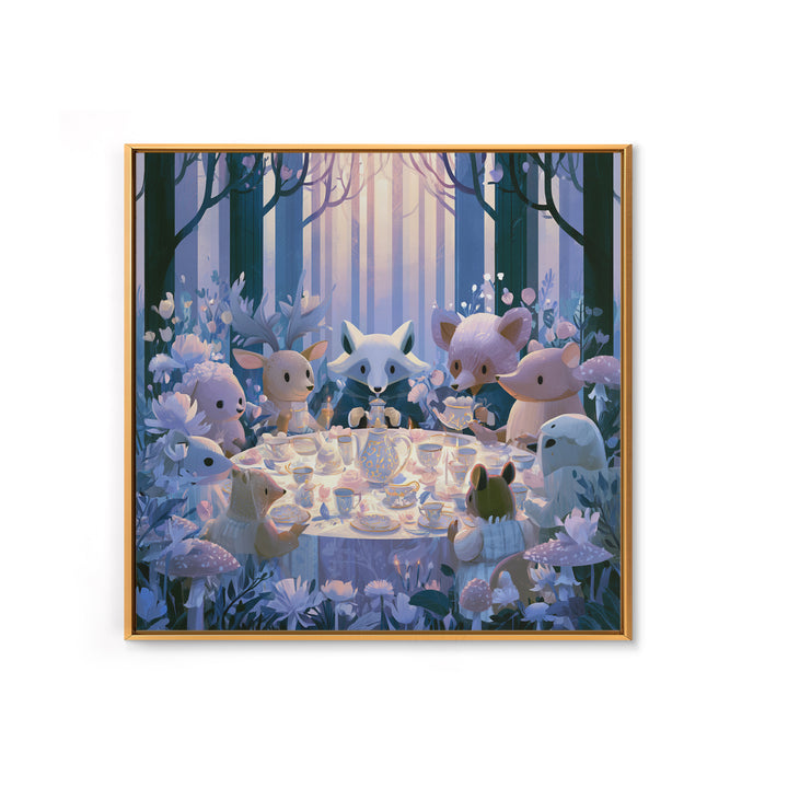 Woodland Tea Party Framed Canvas Print, Fairy Tale Art, Modern Decor, Living Room Decor, Fine Art, Storybook, Wall Decor, FTA-1x1-67
