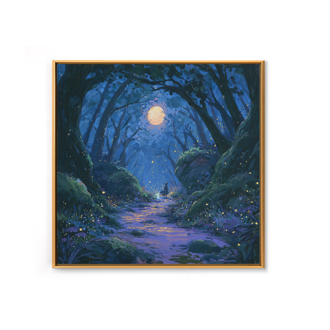 Enchanted Forest Path Glowing Canvas Print, Fairy Tale Art, Art Deco, Living Room Decor, Fine Art, Storybook, Whimsical Art, FTA-1x1-97