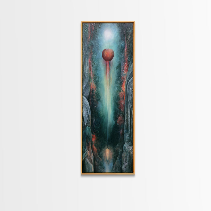 Enchanted Apple with Deep Red Shine Canvas Print, Fairy Tale Art, Art Print, Living Room Decor, Storybook, Nursery Art, FTA-1x3-32