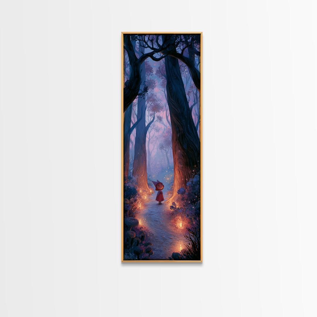 Enchanted Forest Path Glowing Canvas Print, Fairy Tale Art, Minimalist Decor, Living Room Decor, Oil Painting, Storybook, FTA-1x3-37